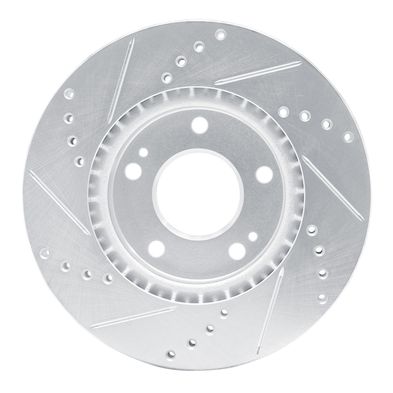 Kia Forte5 Brake Rotor (1) - Front Right - R1 Concepts - Drilled & Slotted - Silver - `10-`13